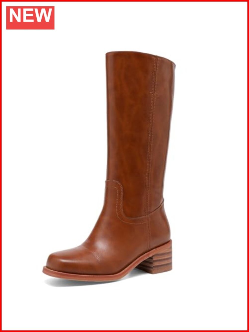 JOKACEAR Women's Knee High Boots Square Toe Chunky Block Heel Slip On Riding